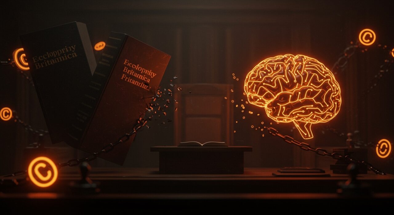 Demanda de Encyclopedia Britannica y Merriam-Webster a OpenAI por copyright en GPT-4, ilustrando el conflicto legal y la regulación de IA para startups.