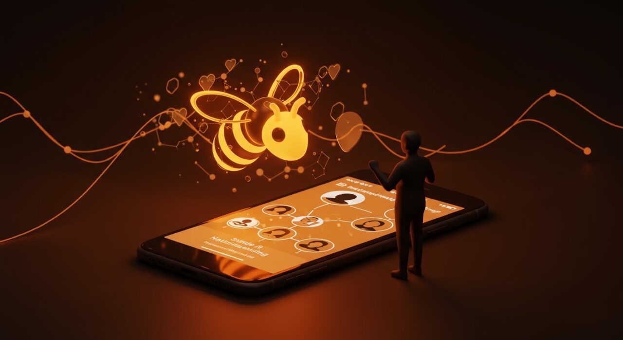 Asistente de IA Bumble Bee realizando matchmaking inteligente sin swipe en app de citas con tecnología avanzada para startups dating.