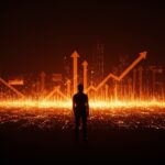 Fundador tech contemplando un paisaje digital de inteligencia artificial 2026 con símbolos de inversión tecnológica y crecimiento en startups LATAM.