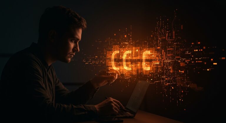 Programador analizando estructuras de bit-field en C, ilustrando riesgos y portabilidad en programación para software embebido.