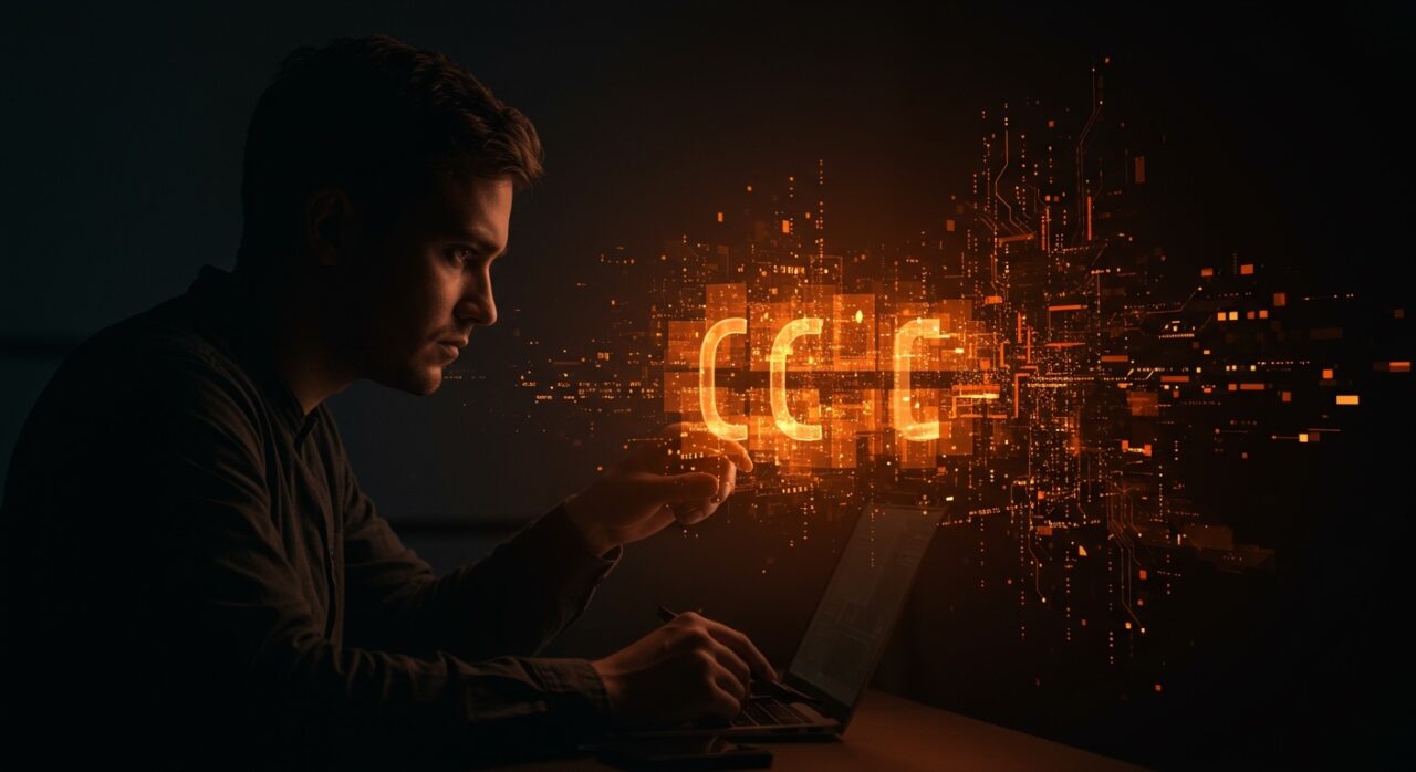 Programador analizando estructuras de bit-field en C, ilustrando riesgos y portabilidad en programación para software embebido.