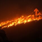Incendios forestales en montes españoles 2025, representando el impacto del cambio climático y aumento del riesgo de incendio en España.