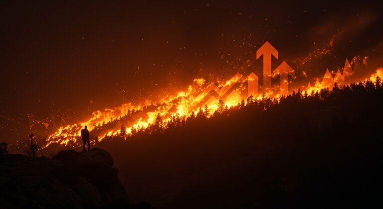 Incendios forestales en montes españoles 2025, representando el impacto del cambio climático y aumento del riesgo de incendio en España.