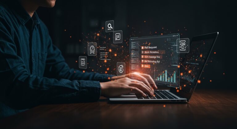 Automatización de QA en pull requests usando IA para mejorar la calidad de código en desarrollo de software en startups.