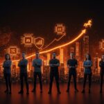 Casi 40 nuevos unicornios startups emergiendo en 2026 con enfoque en IA, chips y ciberseguridad representados en paleta naranja y negro de Ecosistema Startup.