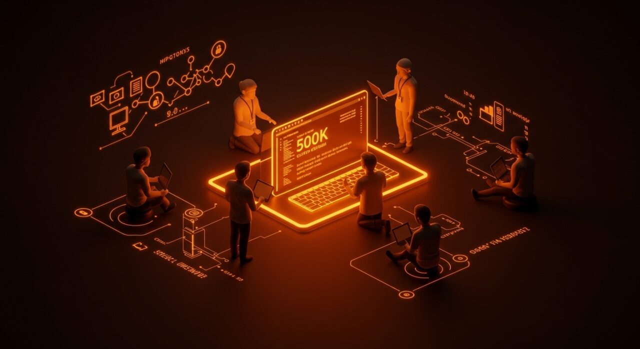 Plataforma educativa Linux con comunidad tech resiliente y sostenible mostrando crecimiento y software libre.