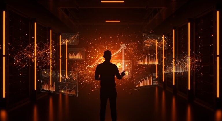 Centro de datos de inteligencia artificial con fundador de startup analizando tendencias y riesgos de inversión en LATAM.