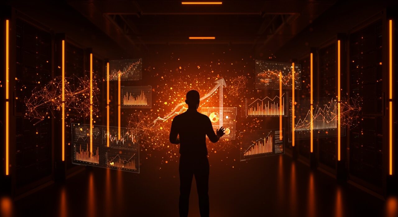 Centro de datos de inteligencia artificial con fundador de startup analizando tendencias y riesgos de inversión en LATAM.