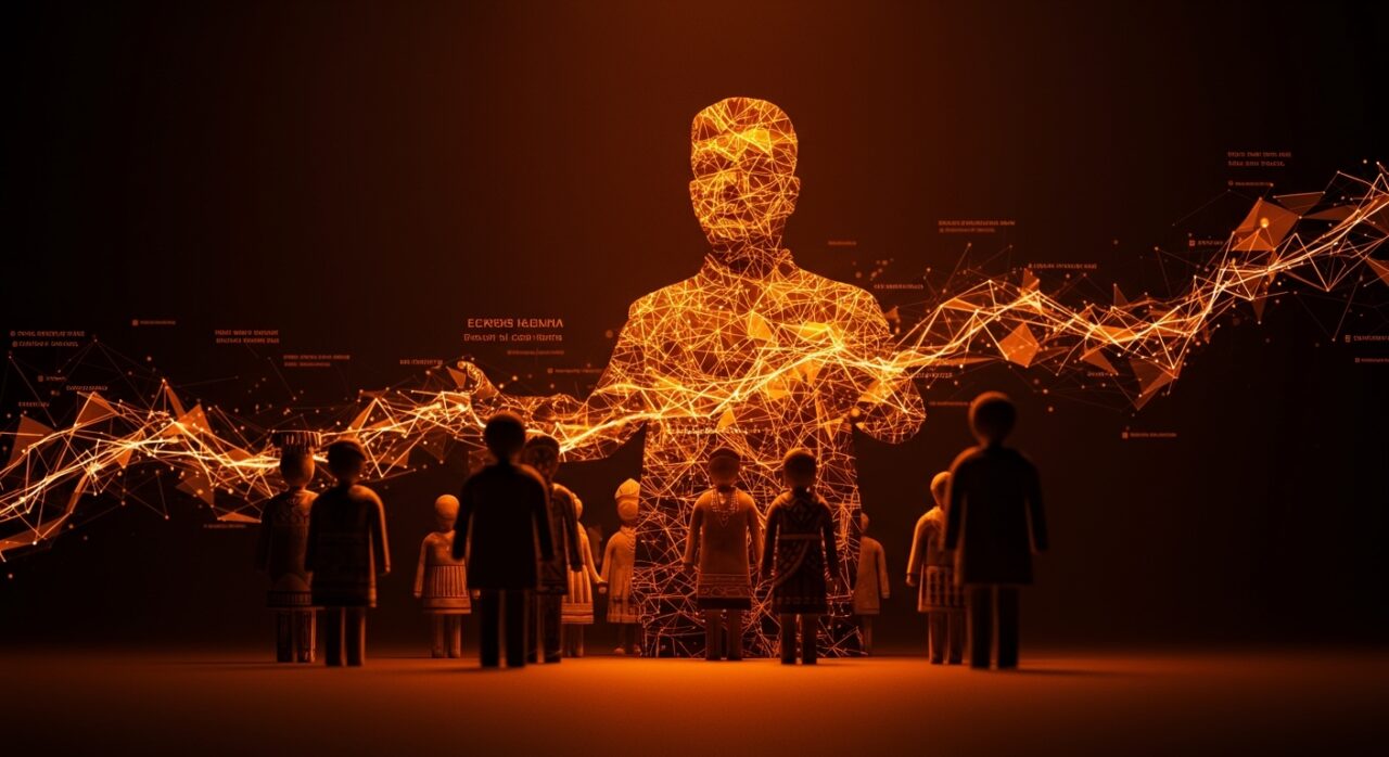 Representación visual de la asimilación forzada de las minorías étnicas en China y su impacto en startups y mercados globales.