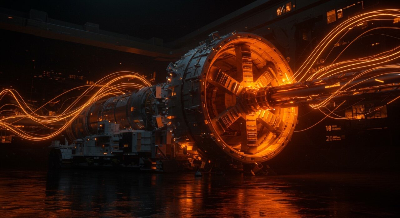 Tuneladora subacuática Linghang de alta velocidad en acción, simbolizando innovación en ingeniería e infraestructura en China.