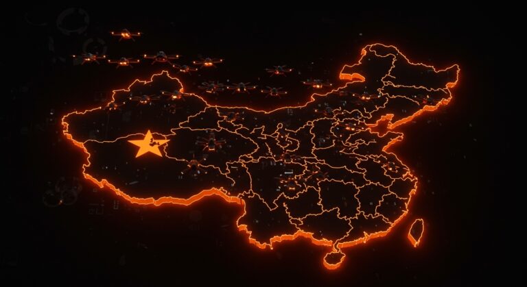 Innovadores drones autónomos con inteligencia artificial de China liderando tendencias en tecnología militar y automatización.