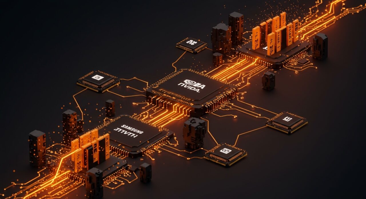 Innovación en chips IA 2026 liderada por Samsung, NVIDIA y AMD con enfoque en hardware avanzado y memoria HBM4 en el mercado deep tech.