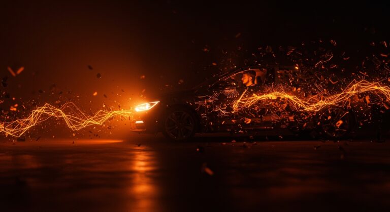 Ciberataque afectando tecnología automotriz, mostrando la vulnerabilidad en hardware conectado y desafíos de ciberseguridad para startups tech.