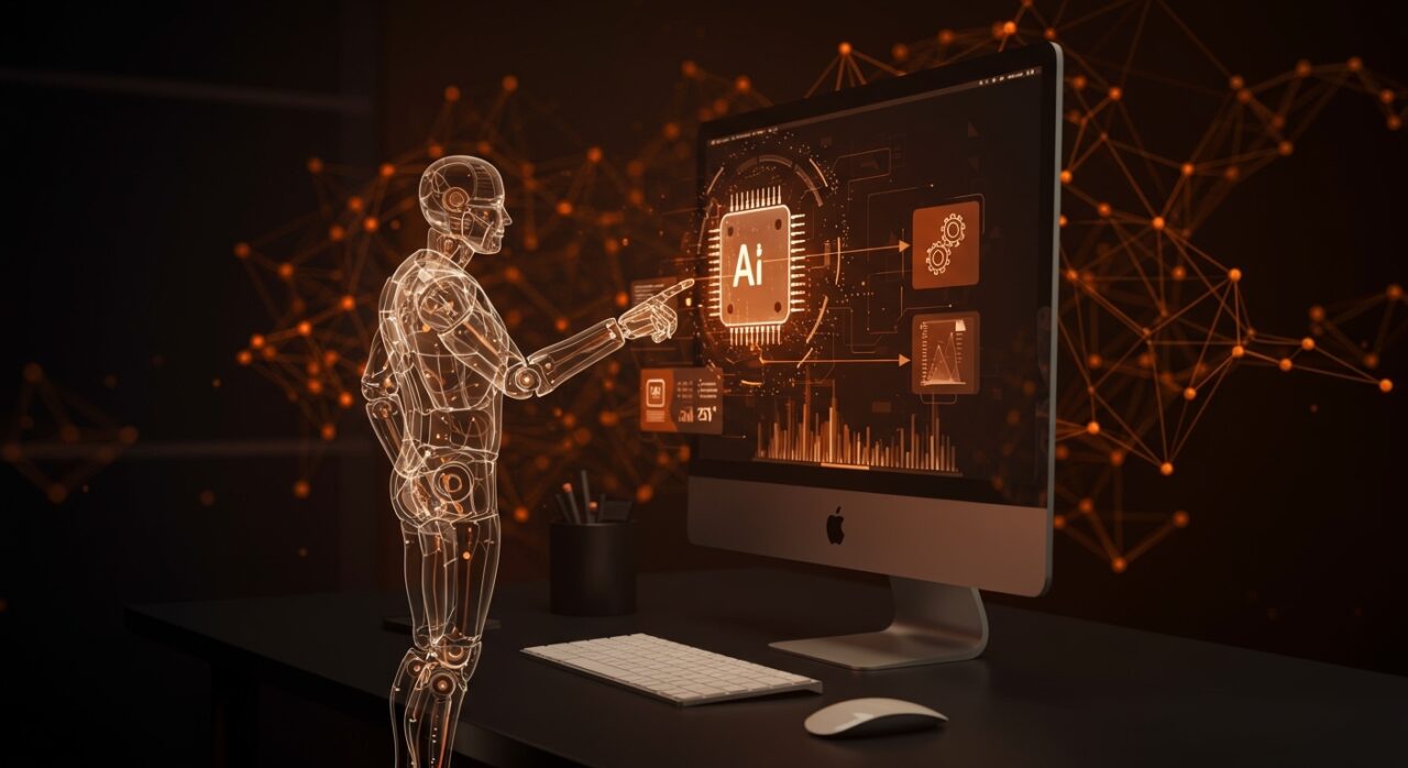 Agentes AI de Claude de Anthropic automatizando tareas en Mac, mostrando IA aplicada para productividad en macOS.