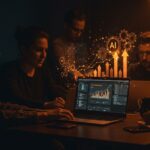 Automatización con IA en MacOS para startups, mostrando colaboración y productividad con herramientas AI de Claude Cowork.