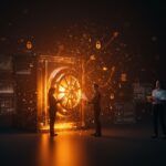 Ilustración digital de soluciones de privacidad y financiamiento en startups, destacando la expansión empresarial de Cloaked en tecnología.