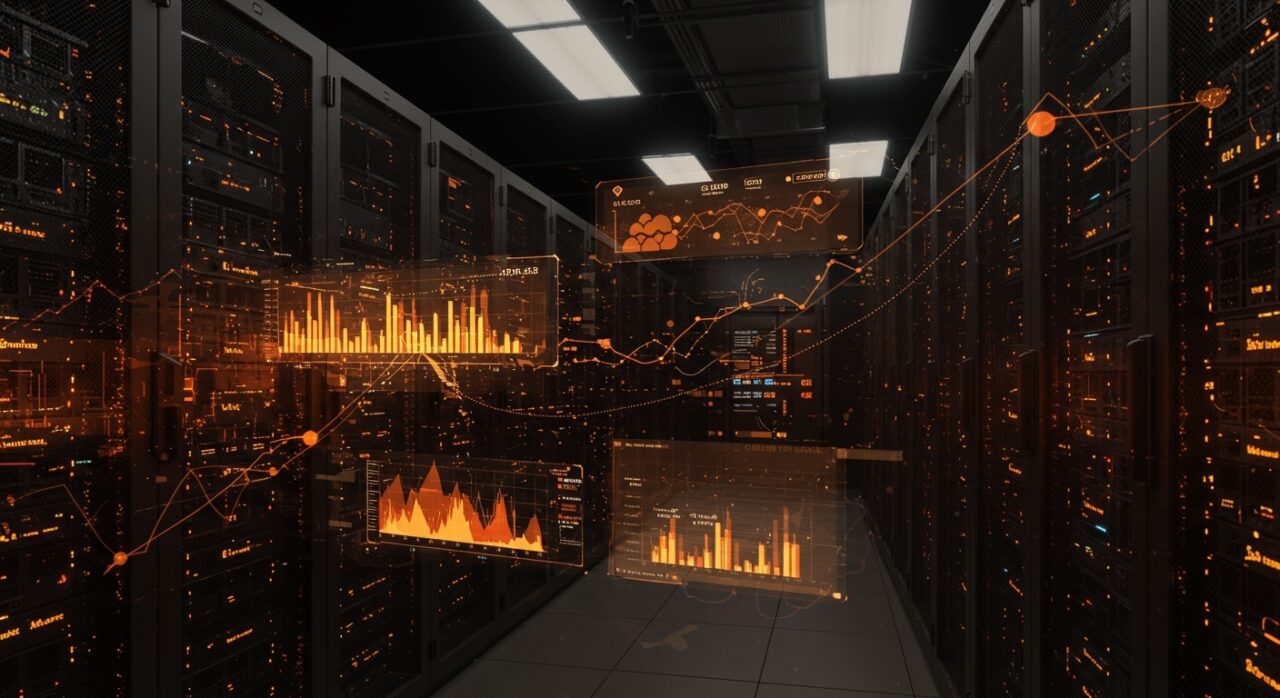 Benchmark 2026 de máquinas virtuales en la nube mostrando rendimiento y precio comparado entre proveedores como AWS, GCP y Azure en un entorno tecnológico moderno.