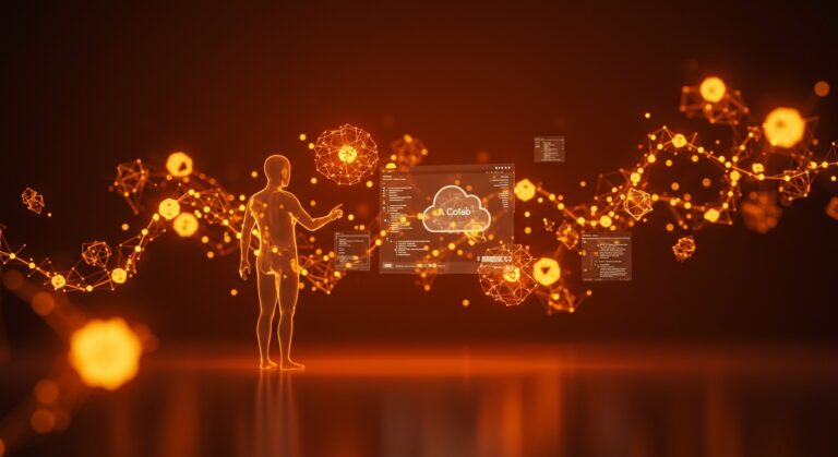 Colab MCP Server conectando agentes de IA con Google Colab para automatizar código y flujos en la nube en un entorno tecnológico moderno.