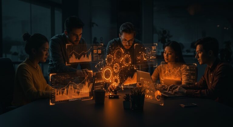 Equipo tecnológico colaborando con responsabilidad individual para elevar la productividad en organizaciones tech startup.