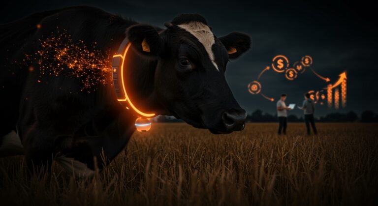 Collar inteligente con inteligencia artificial transformando tecnología agrícola con funding millonario en startup innovadora.