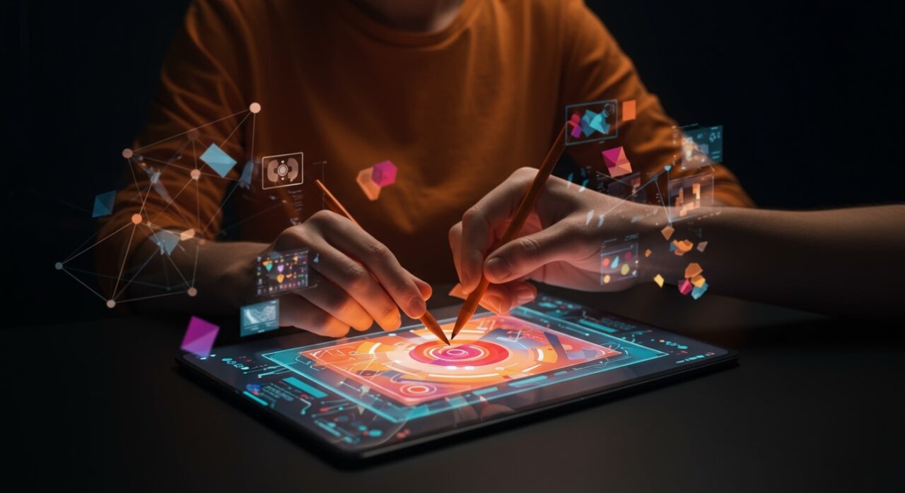 Ilustración digital de papel recortado creada con inteligencia artificial para branding visual en startups.