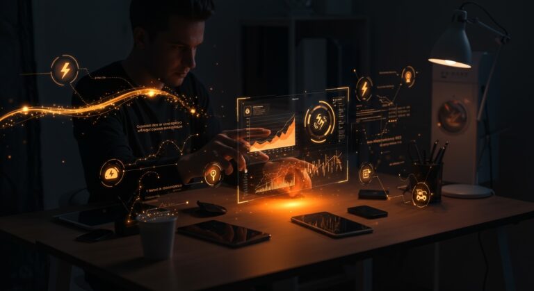 Análisis visual del consumo energético en dispositivos digitales y tecnología para optimizar costos y sostenibilidad en startups.