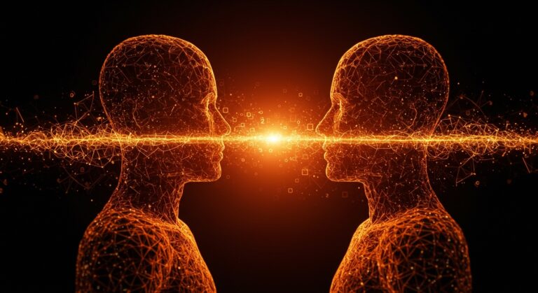 Convergencia semántica entre modelos de IA avanzados GPT-5.2 y Claude Opus 4.6 representada como entidades digitales que se unen en un vacío luminoso, simbolizando innovación en IA avanzada.