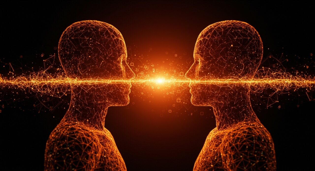 Convergencia semántica entre modelos de IA avanzados GPT-5.2 y Claude Opus 4.6 representada como entidades digitales que se unen en un vacío luminoso, simbolizando innovación en IA avanzada.