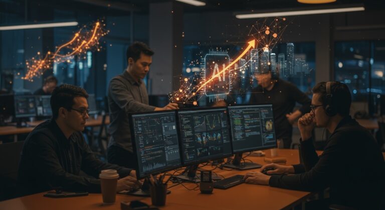 Formación intensiva en IA aplicada para ingenieros en Austin, destacando colaboración en ambientes tecnológicos y oportunidades laborales en startups.