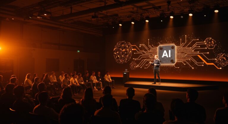 Convocatoria Transform 2026 para startups de IA autónoma mostrando innovación tecnológica ante líderes globales del sector.