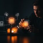 Imagen conceptual de copia de seguridad digital automatizada siguiendo la regla 3-2-1 para protección de datos y credenciales en entorno startup.