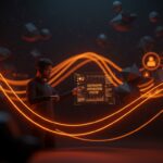 Sistema operativo Erlang para sistemas distribuidos y tecnología p2p con visualización de clústeres y conexiones en entorno digital.