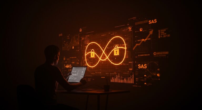 Visualización de criptografía de curva elíptica en seguridad SaaS y blockchain con aplicaciones de ECC y crecimiento tecnológico para startups.