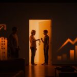 Donaciones familiares para vivienda en España representando la transferencia intergeneracional y la crisis del mercado inmobiliario.