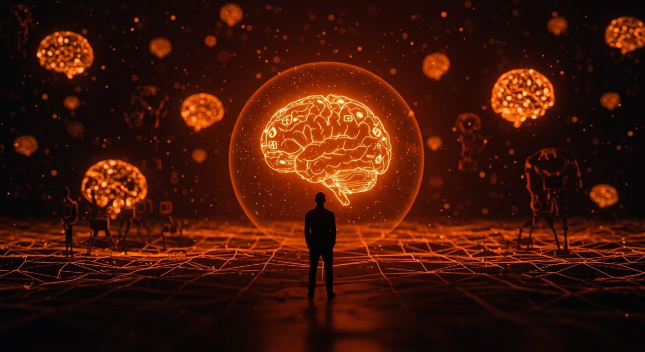 Crítica visual a la inteligencia artificial resaltando limitaciones de LLM y riesgos de burbuja tecnológica para startups en Ecosistema Startup.