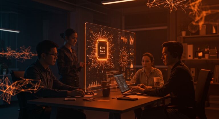 Colaboración de startups tecnológicas con modelo IA Kimi K2.5 de Moonshot AI en plataforma Composer 2 de Cursor, enfatizando transparencia en IA.