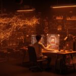 Asistente de codificación basado en modelo AI Kimi K2.5 de Moonshot AI representado en un ambiente futurista con metáforas visuales de machine learning y startups tech.