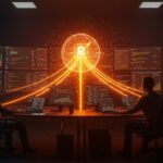 Equipo de startup tecnológica colaborando en crecimiento explosivo de revenue anualizado con herramientas IA de programación.