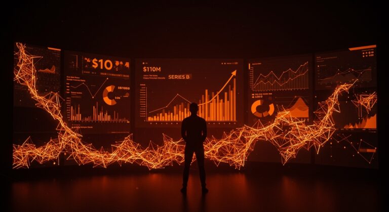 Fundador de startup tech celebrando estatus de unicornio tras ronda Serie B de 110 millones en observabilidad e IA en LATAM.