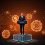 David Sacks dejando su rol en la Casa Blanca con símbolos de IA y criptomonedas, impactando el ecosistema startup y tecnológico en LATAM y Silicon Valley.