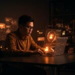 Founder utilizando modelos de lenguaje y prompts inteligentes para optimizar comunicación profesional con IA y automatización.