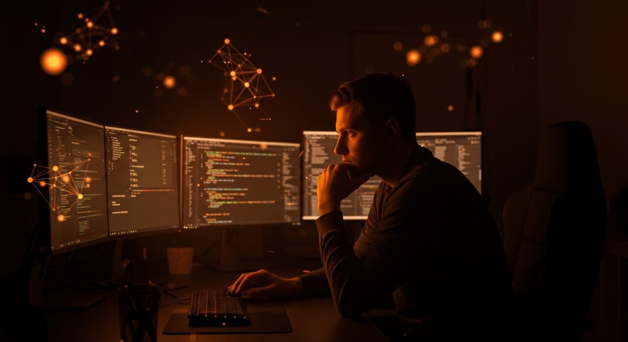 Founder tecnológico reflexionando sobre el uso de LLMs para programar y los riesgos de la inteligencia artificial en startups.