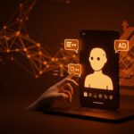 Demo visual de chatbot de IA gratuito con monetización por publicidad, mostrando innovación en modelos de negocio freemium para startups de inteligencia artificial.