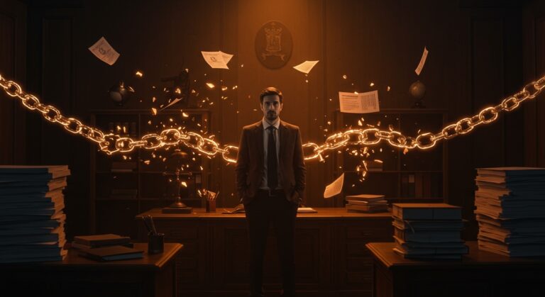 Despido en periodo de prueba tras larga antigüedad en notaría, ilustrando conflicto laboral y reforma normativa en España.