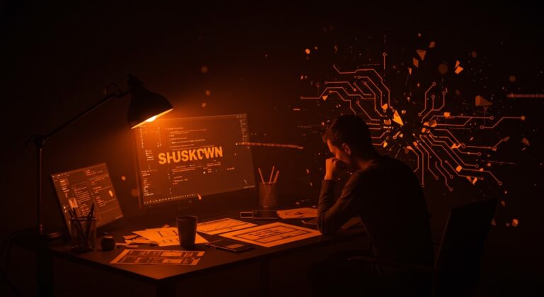 Fundador de startup en crisis reflejando la caída de la app Digg y lecciones de restructuración tecnológica en 2026.