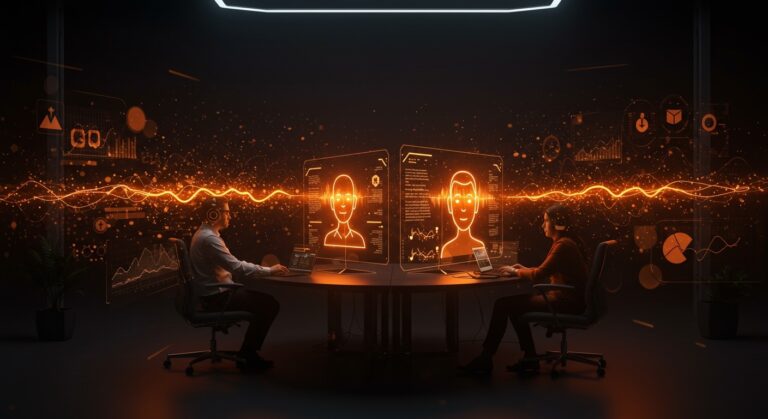 Automatización del due diligence en M&A con inteligencia artificial y agentes de voz en un entorno tecnológico avanzado.