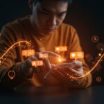 Fundador dominando notificaciones móviles con automatización para mejorar productividad y concentración en dispositivos Android e iPhone.