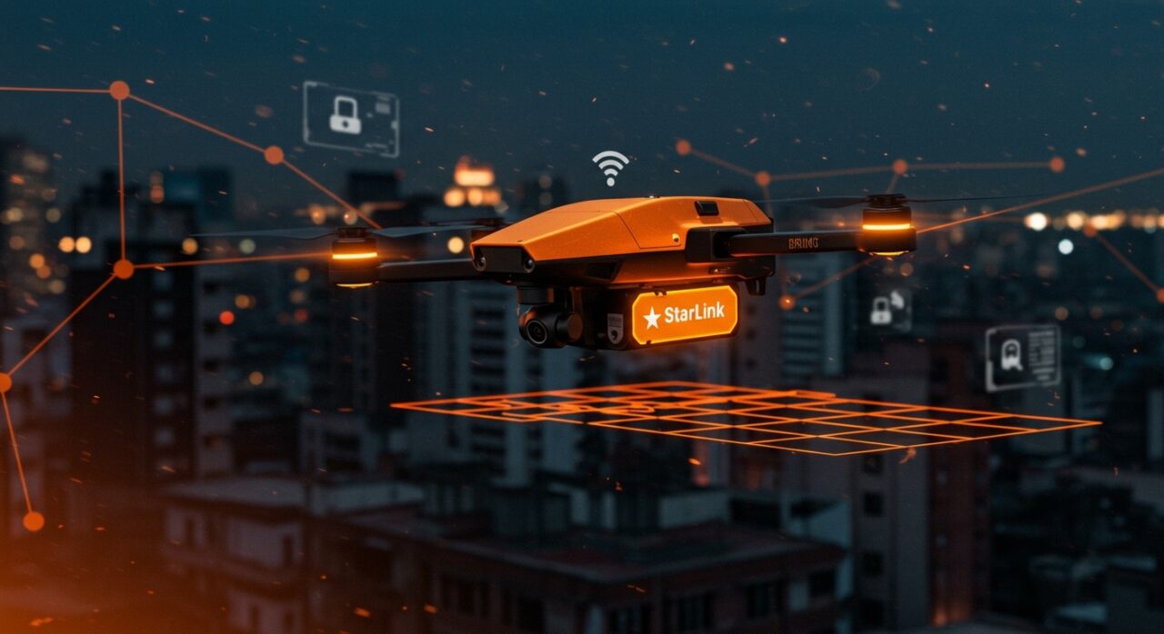Dron Brinc Guardian con Starlink integrado para seguridad pública en Latinoamérica, destacando innovación en tecnología y vigilancia.