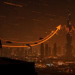 Inversores asiáticos abandonando Dubái en medio de una crisis económica por la guerra con Irán, vista editorial del skyline y evacuación.