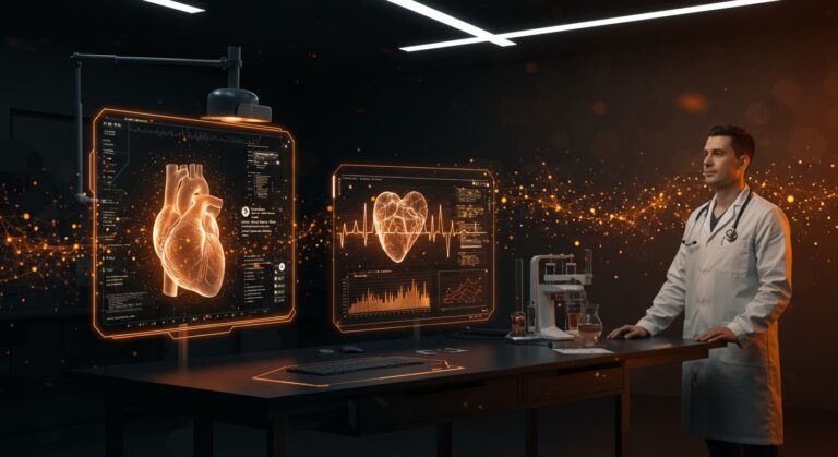 Modelo de inteligencia artificial EchoPrime de Cedars-Sinai interpretando ecocardiogramas para diagnóstico cardíaco automatizado en saludtech.